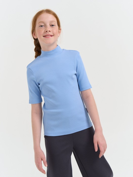 бадлон с коротким рукавом "голубой" 7+ от бренда bungly вид слева