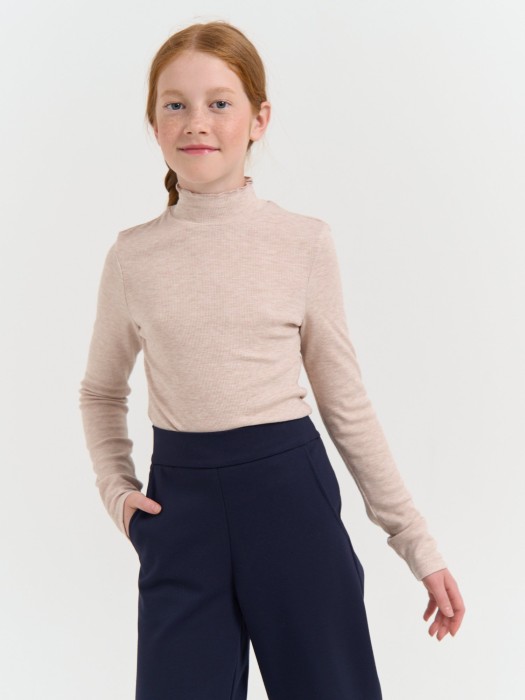 бадлон с волнистым воротом "бежевый меланж" 7+ фотография