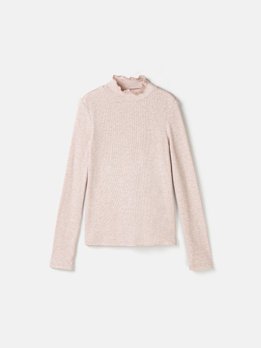 бадлон с волнистым воротом "бежевый меланж" 7+ от бренда bungly вид слева