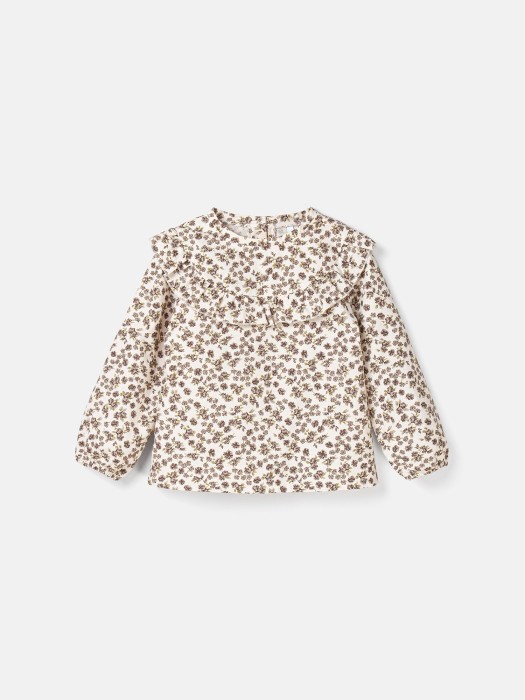 блузка фланелевая с объемными рукавами "молоко" от бренда bungly вид слева