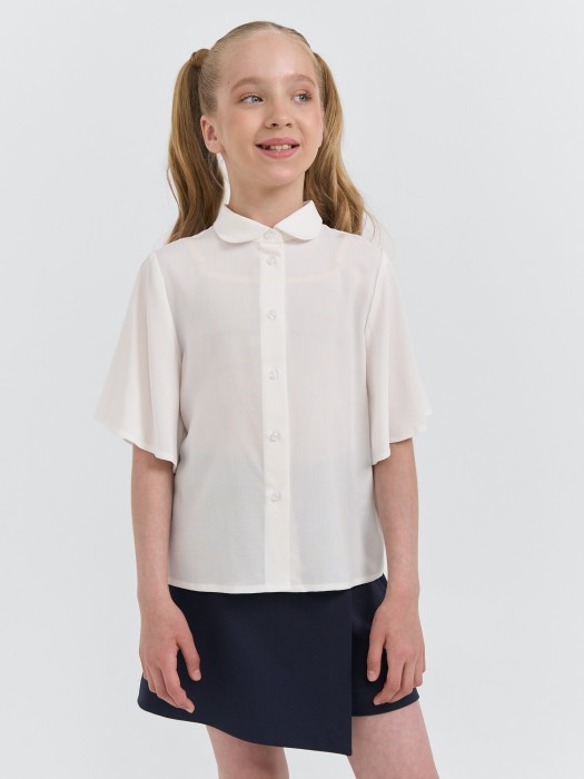 блузка с коротким рукавом для девочки "белая" 7+ фотография