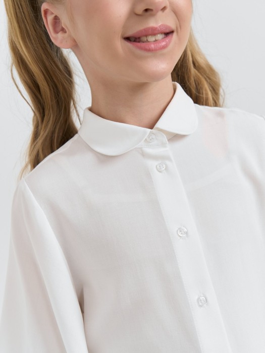 блузка с коротким рукавом для девочки "белая" 7+ из проверенных материалов спереди