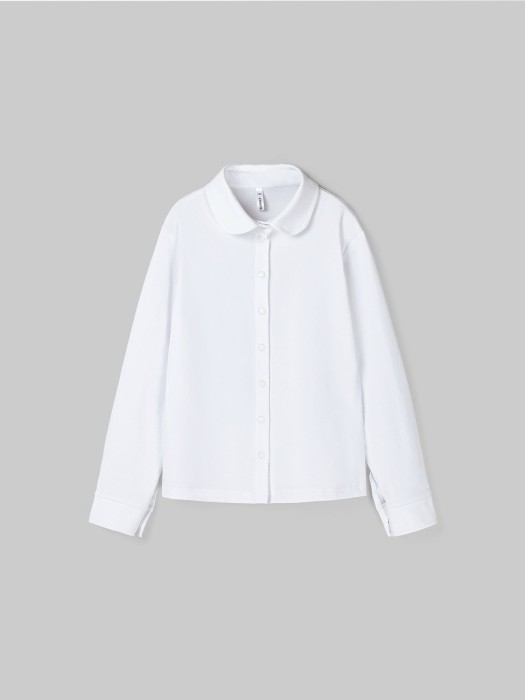 блузка трикотажная для девочки "белая" на кнопках 7+ фотография