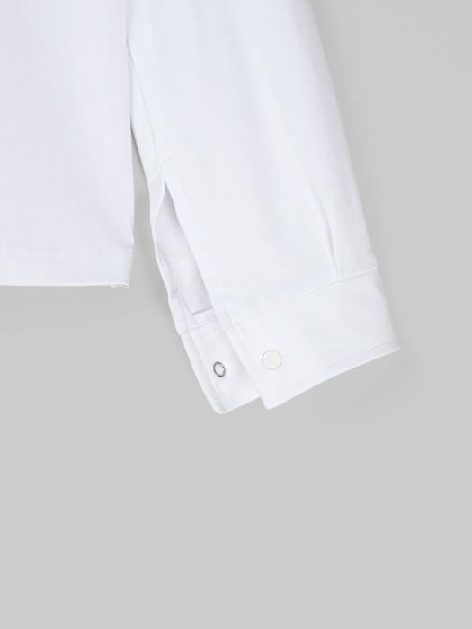 блузка трикотажная для девочки "белая" на кнопках 7+ из россии вид сбоку