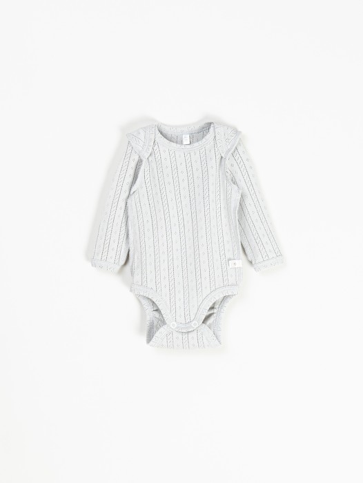 боди с длинным рукавом "жемчуг" из ажурного хлопка 0+ фотография