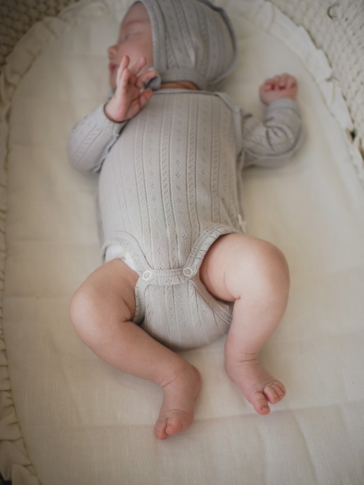 боди с длинным рукавом "жемчуг" из ажурного хлопка 0+ по цене 1099 руб вид справа