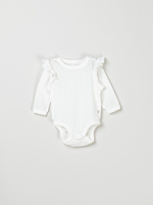 боди с крылышками "молоко" из ажурного хлопка 0+ фотография
