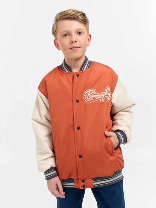 бомбер с утеплителем "мандарин" 7+ от бренда bungly вид слева