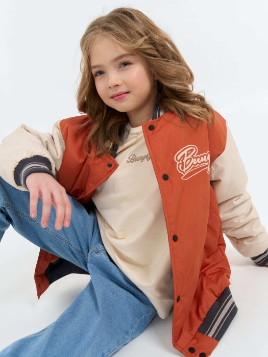 бомбер с утеплителем "мандарин" 7+ универсального стиля с лицевой стороны