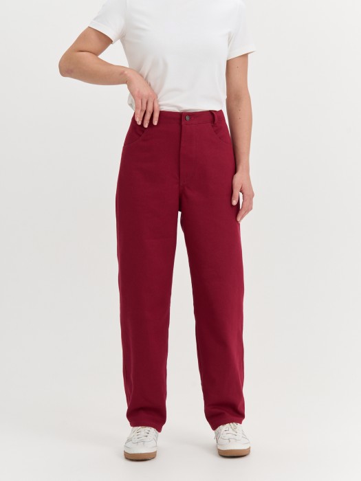 брюки багги из денима "брусника" женские от бренда bungly вид слева