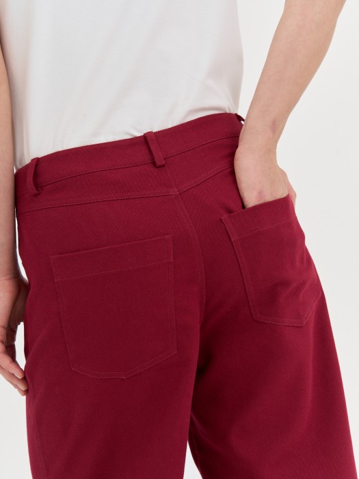 брюки багги из денима "брусника" женские из россии вид сбоку