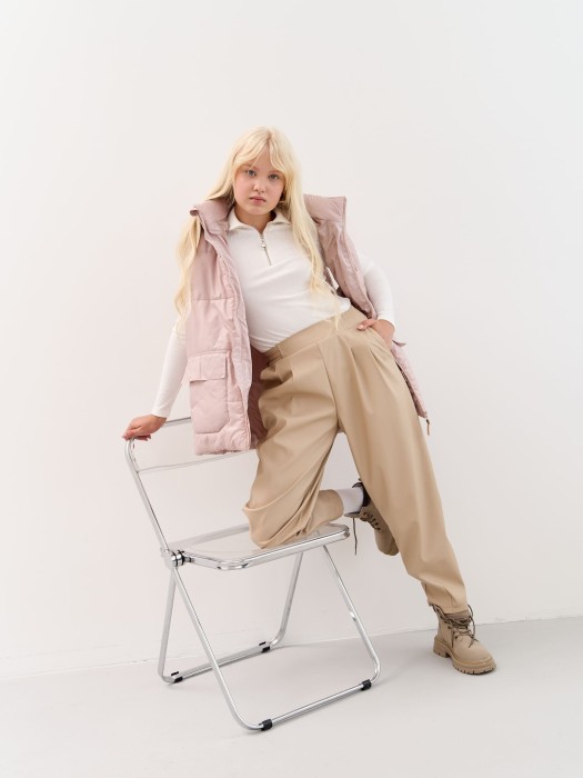 брюки бананы облегченные "беж" подростковые от бренда bungly вид слева