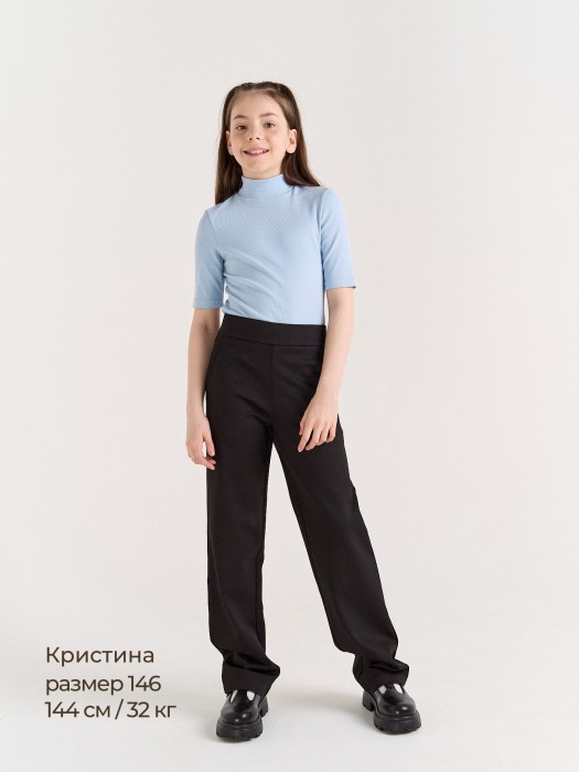 брюки "черные" для девочки 7+ от бренда bungly вид слева