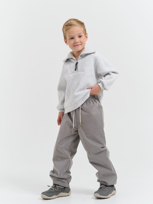 брюки демисезонные мембранные свободного кроя "пепел" от бренда bungly вид слева