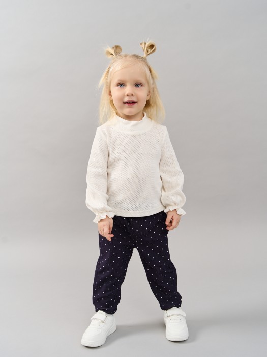 брюки из джинскота "горошек" с отворотами 0+ фотография