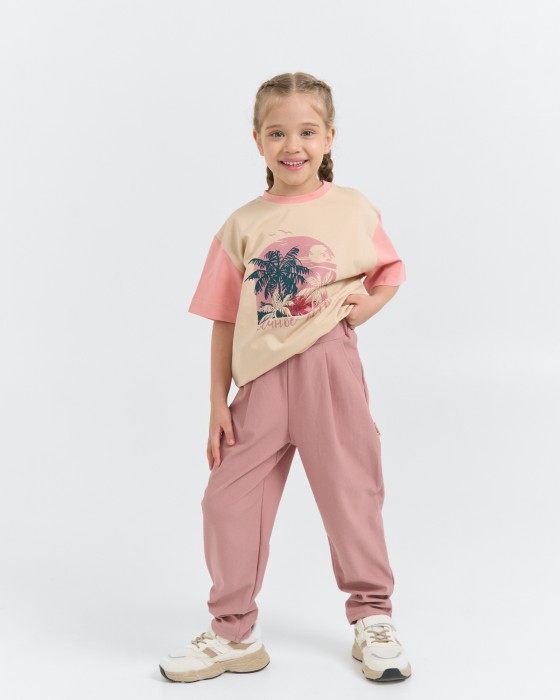 брюки из джинскота "пепельная роза" от бренда bungly вид слева