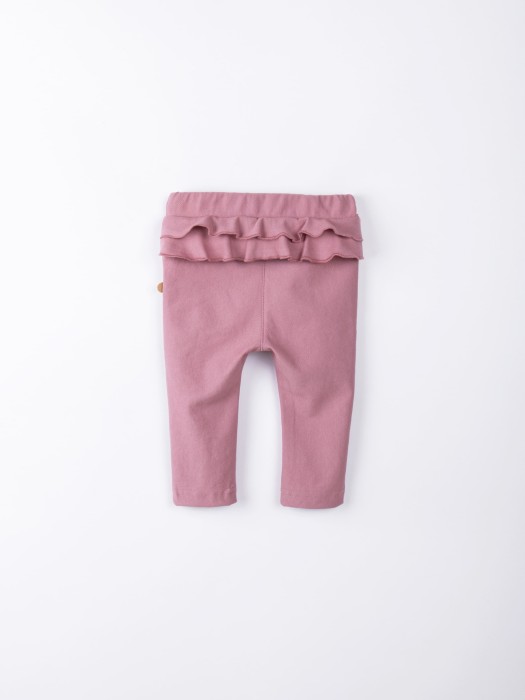 брюки из джинскота с рюшей "розовые" 0+ от бренда bungly вид слева