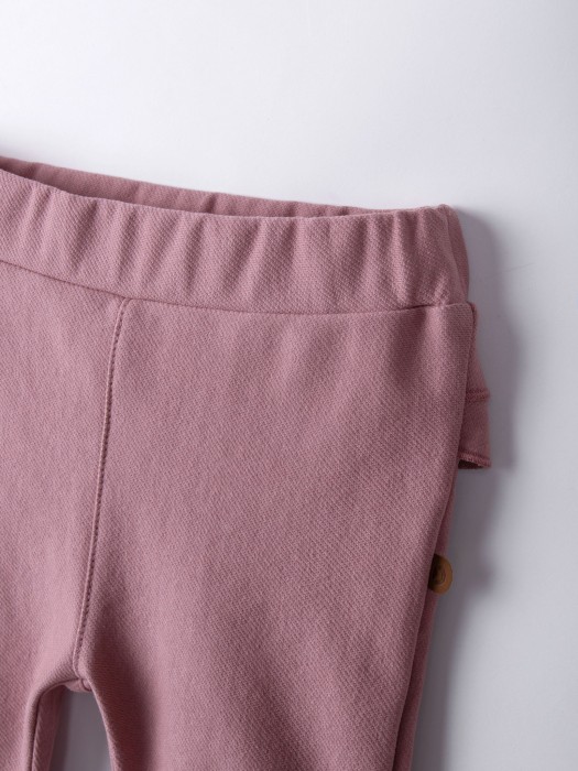 брюки из джинскота с рюшей "розовые" 0+ из россии вид сбоку