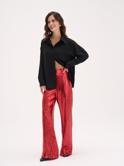 брюки из пайеток "рубин" женские фотография