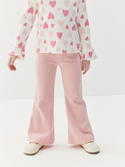 брюки клеш из велюра "розовый зефир" от бренда bungly вид слева