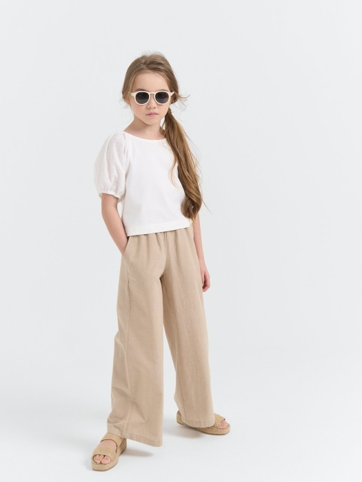 брюки палаццо хлопковые "песок" от бренда bungly вид слева