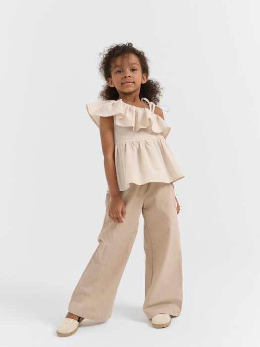 брюки палаццо хлопковые "песок" из россии вид сбоку