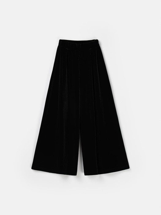 брюки палаццо из бархата "уголь" 7+ от бренда bungly вид слева