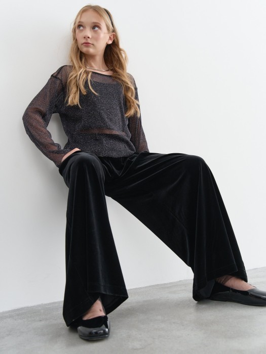брюки палаццо из бархата "уголь" 7+ по цене 2699 руб вид справа