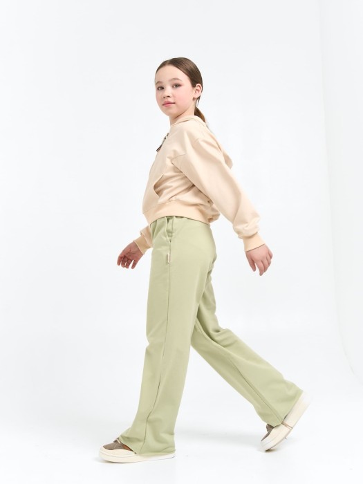 брюки палаццо облегченные "шалфей" 7+ из россии вид сбоку