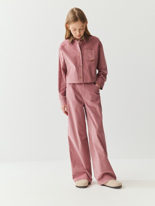 брюки палаццо вельветовые "пудра" 7+ от бренда bungly вид слева