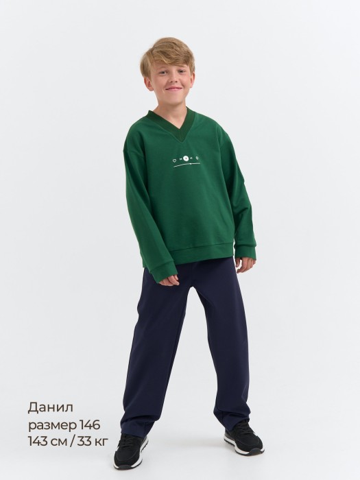 брюки прямые для мальчика "синие" 7+ из россии вид сбоку