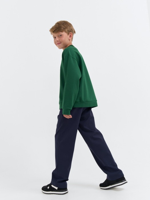 брюки прямые для мальчика "синие" 7+ из проверенных материалов спереди