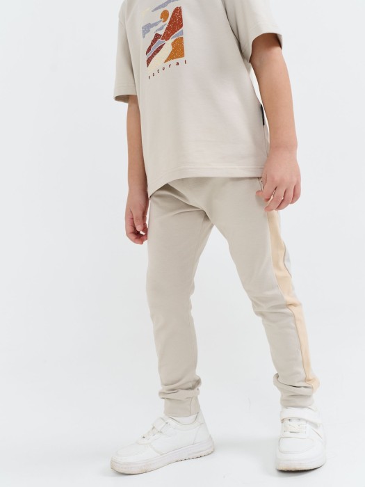 брюки с манжетой и лампасами "туман" фотография