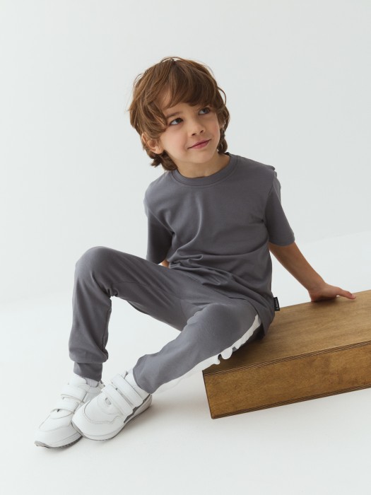 брюки со спущенным шагом и лампасами "маренго" фотография