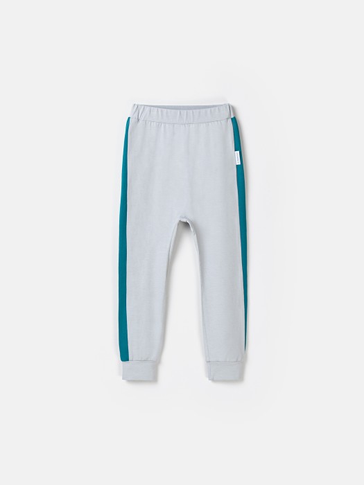 брюки со спущенным шагом и лампасами "пепел" от бренда bungly вид слева