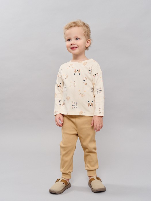 брюки со спущенным шагом "песок" из кашкорсе 0+ по цене 999 руб вид справа