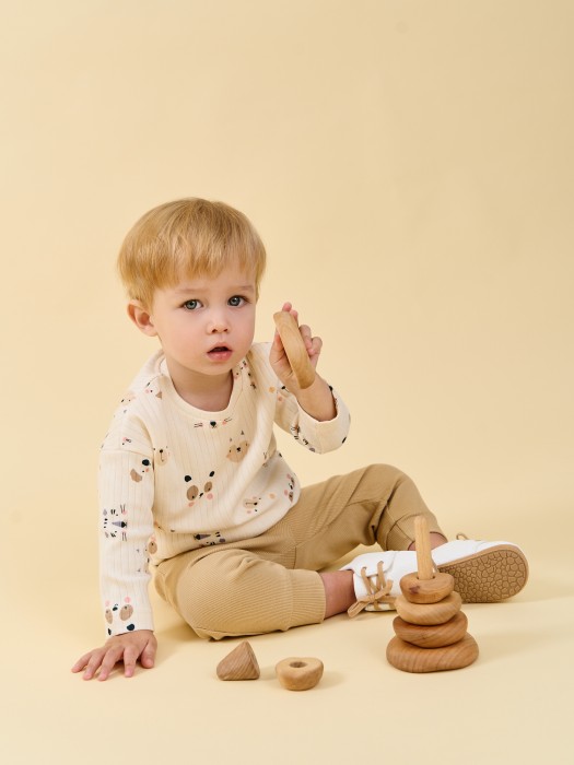 брюки со спущенным шагом "песок" из кашкорсе 0+ из россии вид сбоку