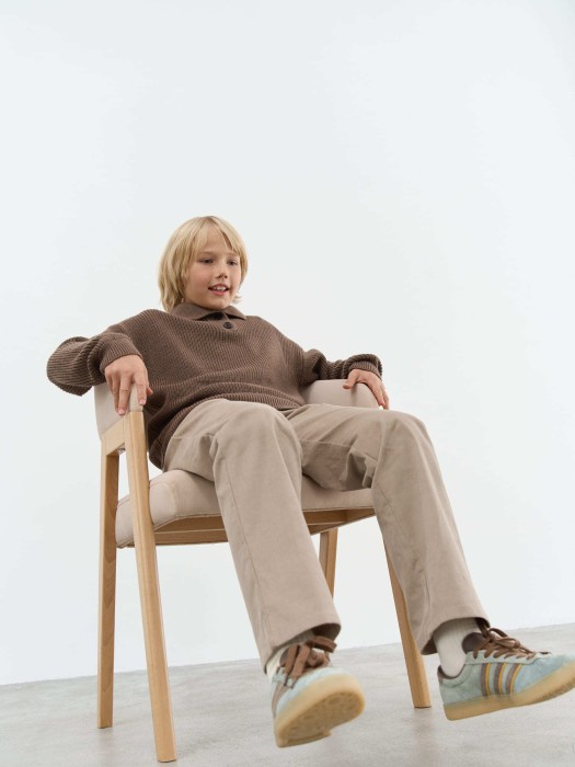 брюки вельветовые "беж" 7+ из россии вид сбоку