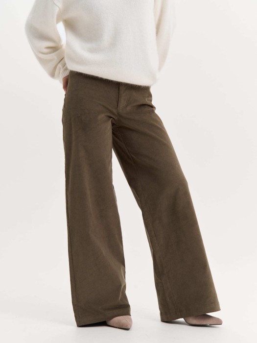 брюки вельветовые "хаки" женские от бренда bungly вид слева