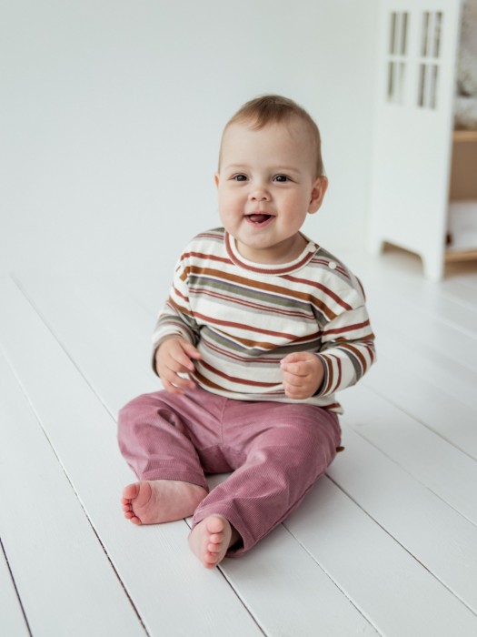 брюки вельветовые "пудра" 0+ от бренда bungly вид слева