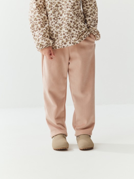 брюки вельветовые "пудровый беж" утепленные от бренда bungly вид слева