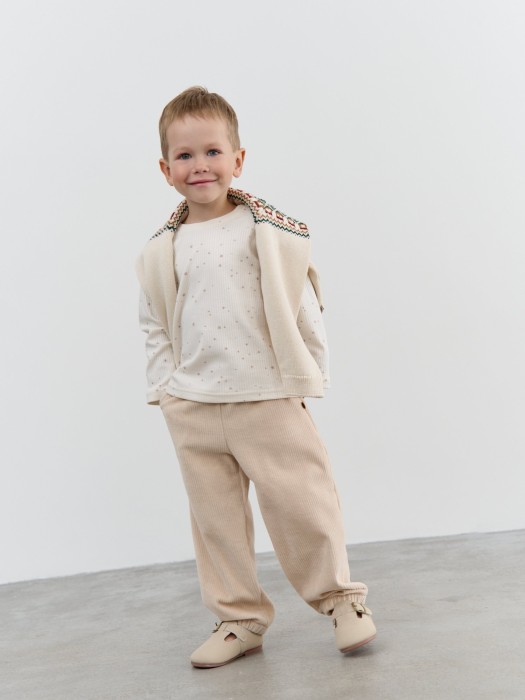 брюки вельветовые "сливочный пудинг" 0+ от бренда bungly вид слева