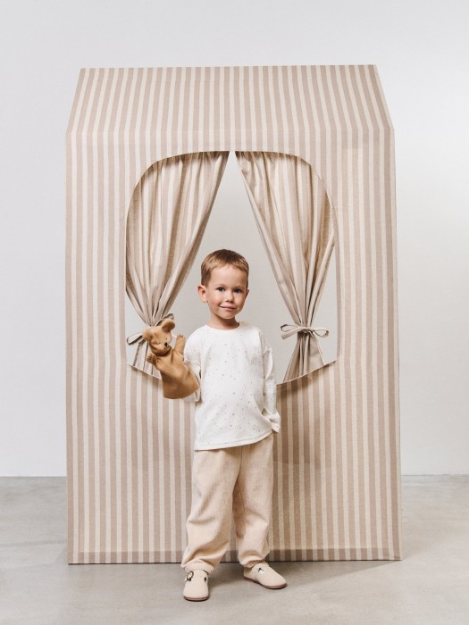 брюки вельветовые "сливочный пудинг" 0+ из вельвета спереди