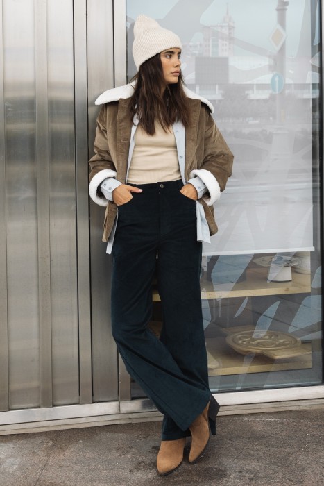 брюки вельветовые "темный петроль" женские фотография