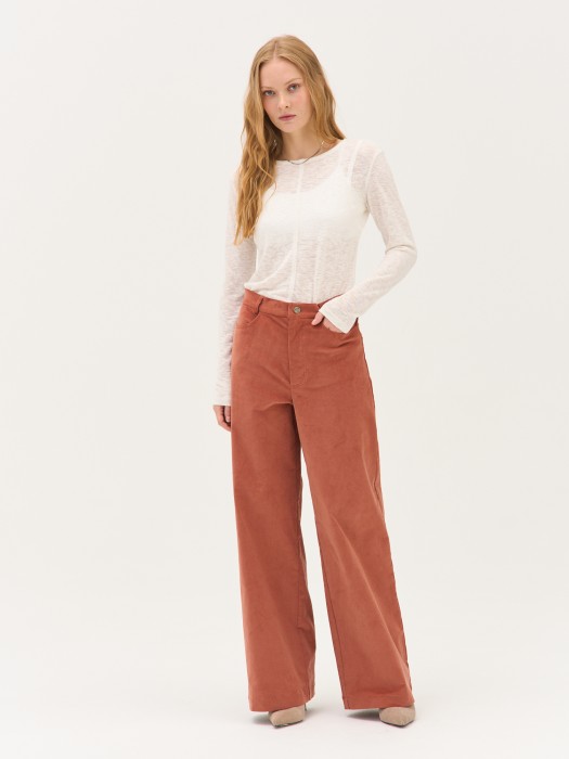 брюки вельветовые "терракот" женские фотография