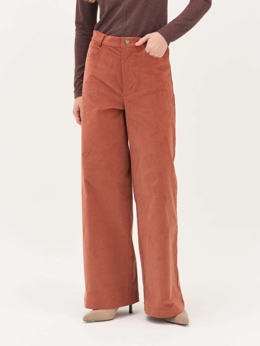 брюки вельветовые "терракот" женские от бренда bungly вид слева