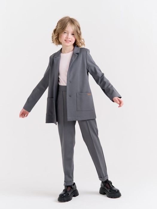 брюки зауженные "серые" для девочки 7+ из проверенных материалов спереди