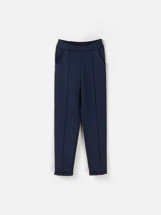 брюки зауженные "синие" для девочки 7+ от бренда bungly вид слева