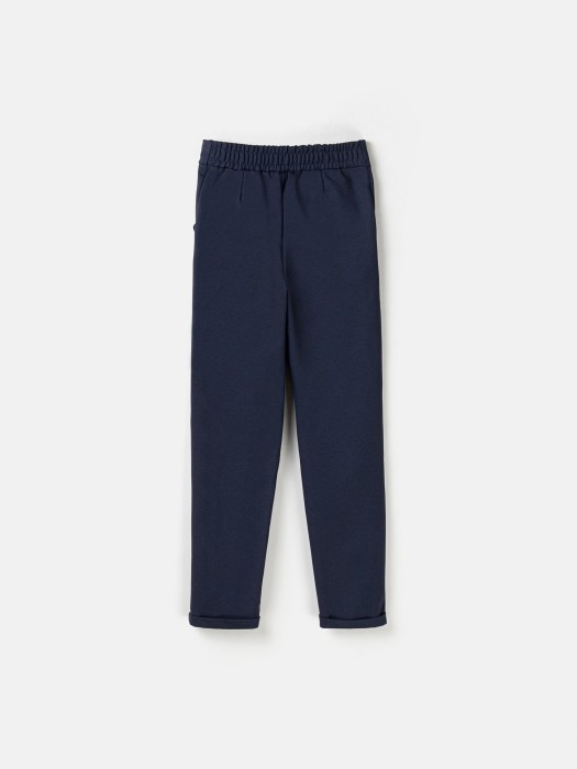 брюки зауженные "синие" для девочки 7+ из россии вид сбоку