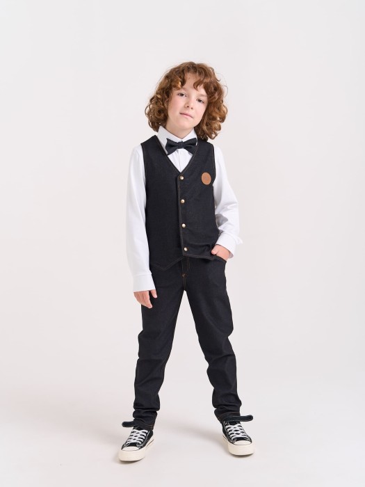 чиносы из джинскота "графит" 7+ от бренда bungly вид слева